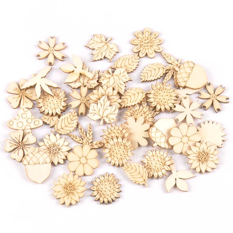 Craft Embellishment - 30 adet 25-30mm ahşap DIY aksesuarları