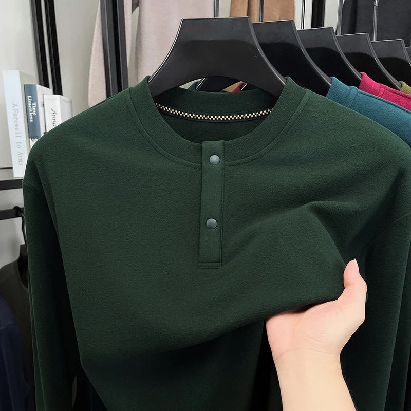 Embellish Knit - Erkek Bol Kesim Henley Yaka İki