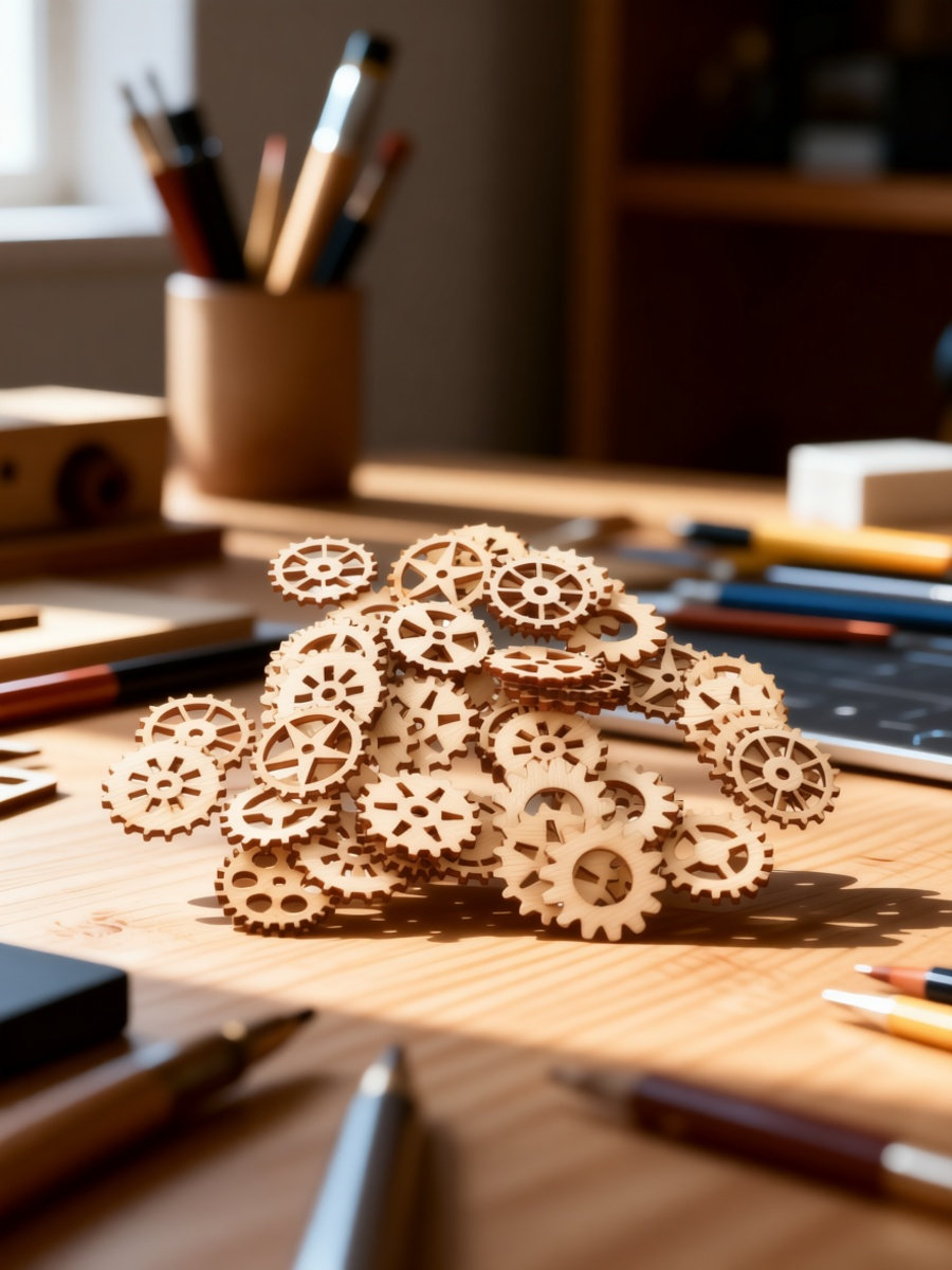Craft Embellishment - 100 Adet Ahşap Dişli El Sanatları