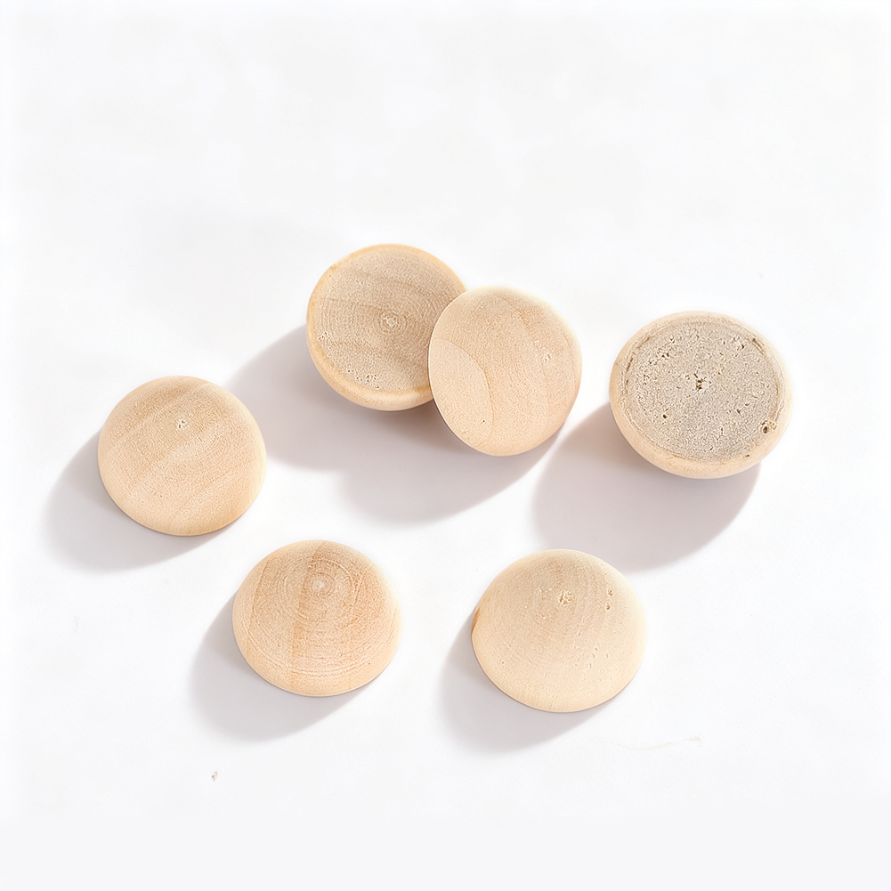 Craft Embellishment - 120 adet 15mm Yarım Ahşap Toplar